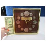 12pc BiCentennial Coin Clock 8.5" EXC