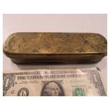 Early Brass/Copper Unique Stash Box 6" Engraved