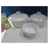 3pc Round CORNING Covered Cassserole Dishes