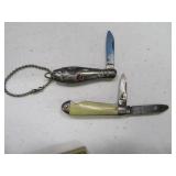 (2) Mini Vintage Keychain Pocket Knifes unique 2"