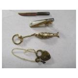 (4) Neat Vtg Collectibles FishKeychain~LockKey~Knf