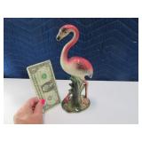 Vintage Pink Flamingo 10" Pottery Figurine