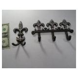 (2) Cast Metal Bling Wall Hangers 10" & 3" EXC