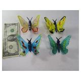(4) Art Glass Type 3" Colorful Butterfly Figurines