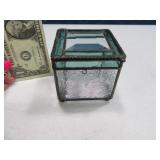 Stunning Glass 3" Stained Trinket Box Intricate EC