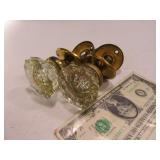 (2) Vtg Glass Door Knobs w/ Locks