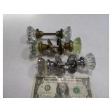 (3) Early Glass Complete Door Knobs