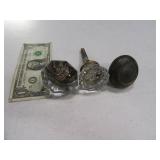 (3) Knobs Only Vintage Door Knobs Glass Metal