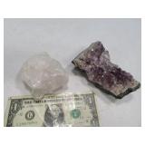 (2) Purple Amethyst & Crystal Gems Rocks Minerals