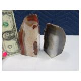 (2) Upright Polished  GeodeType Rocks Minerals