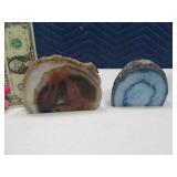 (2) Polished GeodeType Blue/Brown Rock Minerals