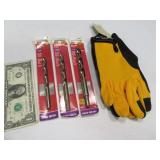(4) New M Gloves & Larger Drill Bits