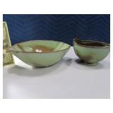 (2) FRANKOMA Pottery Shaped Bowls 10"/6"