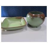 (2) FRANKOMA Pottery 8" & 7" Flat Bowls
