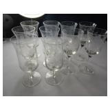 (10) Vtg Etched Wine & Drinking Stemware Glasses