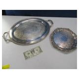 (2) Vtg 17"/20" SilverLook Platters