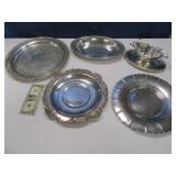 (5) Silver Look Trays & Accent Pieces