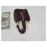 8" Wooden Carved Elephant Head Wall Art