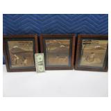 (3) 10"x11" All Wooden HandInlaid Animal Artwork