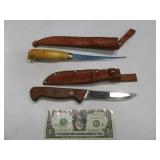 (2) Knives w/ Sheaths FishFilet & Serrated Korea
