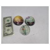 (3) Modern Glass Paperweights Scenes BtrFly Lady