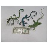 (3) Metal Lizard Decor Figurines 10"