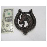 Cast Metal Horse w/ HorseShoe Door Knocker
