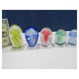 5pc Octopus Glass Paperweight Collectiion 5.5"-4"