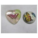 (2) modern Butterfly Paperweights