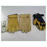 (3) Mens szLG Work Gloves Leather & Grips