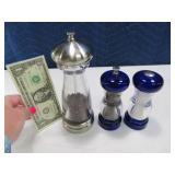 (3) OLDE THOMPSON Blue/White Salt & Pepper Grinder