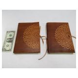(2) Inricate Leather Engraved 8" Journals Notebook