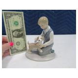 ROWE 6" Blue/White Figurine of Boy w/ Dog