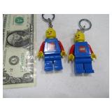 (2) LEGO Man Keychains Flashlight Feet 2009