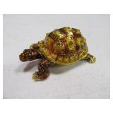 3" Enamel Metal TURTLE Green Stash Box