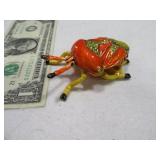 2" Enamel Metal BEETLE Orangish Stash Box