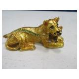 4" Metal Enamel TIGER W/ CUB Stash Box