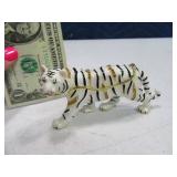 5" Metal Enamel WHITE TIGER Stash Box Bling