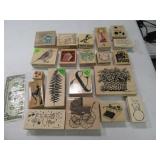 (20) Wooden Crafting Stamps Scrapbook EXC grpDD44