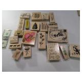 (20) Wooden Crafting Stamps Scrapbook EXC grpEE55