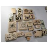 (20) Wooden Crafting Stamps Scrapbook EXC grpFF66