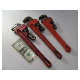 (3) Pipe Wrenches Hand Tools