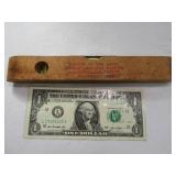Early Wooden Gas Advertising 9" Level Tool
