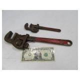 (2) 14"/8" Vtg Pipe Wrenches Hand Tools