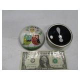 (2) Owl & ExclMark Glass Paperweights