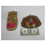 (2) New Neat Cloth Coin Type Baggies LIVE LOVE PCE