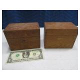 (2) Early Oak Dovetailed Wood Recipe Boxes