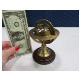 6" Mini Globe Brass Spinning World Decor