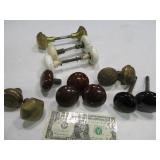 (LOT) Asst Antique Door Knob Handles Porcelain~Brs