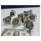 (LOT) asst Glass Antique Door Knobs Handles